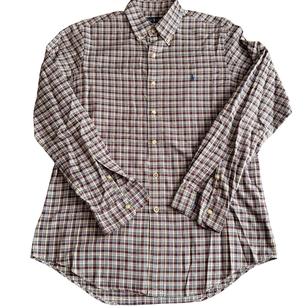 EUC Mens‎ Ralph Lauren Plaid button up shirt 100% cotton size M